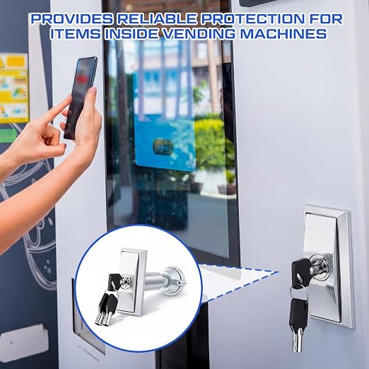 2 Set Universal Vending Machine Lock with T-Handle and 6 Keys Long Zinc Alloy Lock Replacement for ATM Candy Snack Machine, 5.9 Inch Long