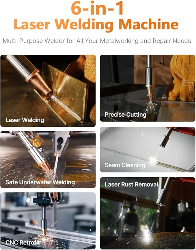 X1pro 700W Laser Welding Machine – 6-in-1 Handheld Fiber Laser Welder for Welding, Cutting, Cleaning, Rust Removal, Underwater Welding & CNC Retrofit – Equipped with Auto Wire Feeder