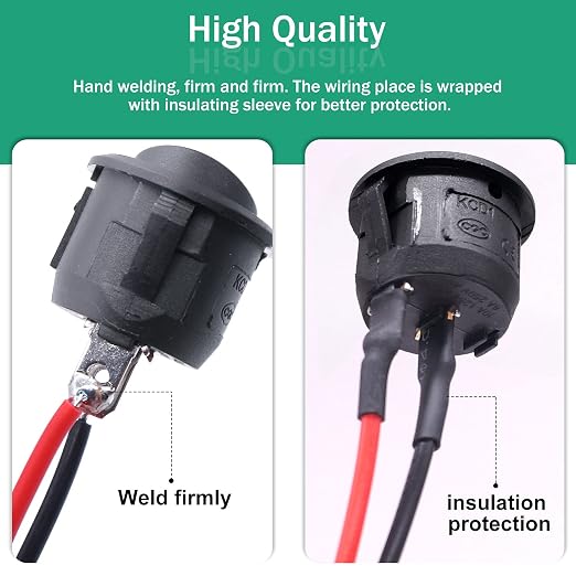 Twidec/10Pcs 12V Round Rocker Switch AC 6A/250V 10A/125V SPST 2 Pin 2 Position On/Off Toggle Switch for Car Boat Automotive RV Black with Pre-soldered Wires KCD1-X-Y