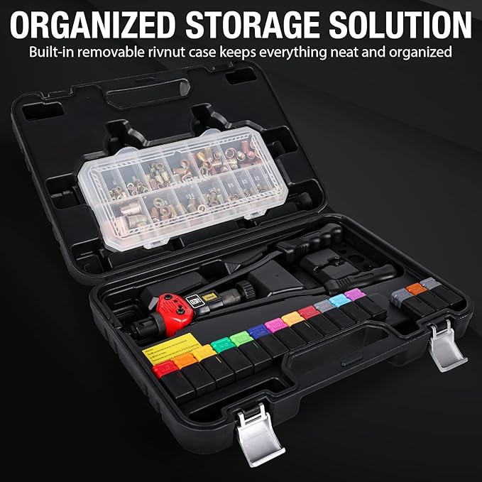 Rivet Nut Tool, GIANTISAN 16-inch Rivnut Tool Kit with 15 SAE & Metric Mandrels, 236pcs Rivnut Assortment Kit and Carrying Case, Designed for Labour Saving, Ideal for Automotive, Home and DIY Projects