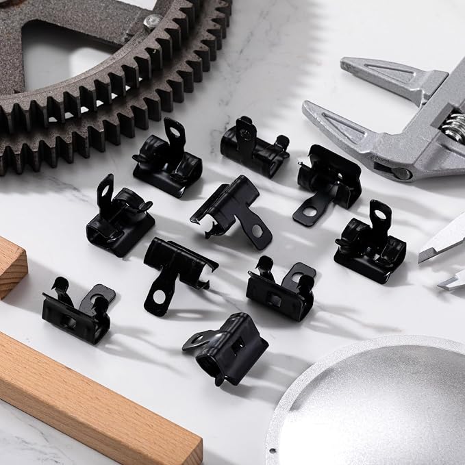 Hicarer 50 Pcs Hammer-On Flange Clip Side Mount 5/16-1/2 Inch Clamp for Beam with Hole Cable Clip for Flanges Spring Steel