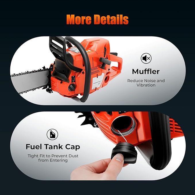 Gas Chainsaw 71CC 2-Stroke Gasoline Powered Chainsaw, 28 Inch Handheld Cordless Chain Saw with Air-cooled System, 10000Rpm 3.9Kw High Power Gas Chainsaw for Forest, Wood, Garden Farm Cutting Use