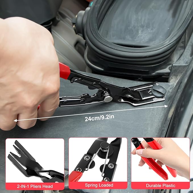 3 Pcs Clip Pliers and Fastener Remover,Clip Removal Tool Panel Clip Removal Pliers Car Trim Rivet Removal Pry Tool Repair Kit for Automotive Door Panel,Upholstery,Dashboard Red