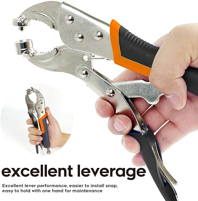snap Fastener Tool,Snap Tool for Boat Covers, Heavy Duty Snap Setter Pliers Canvas Snap Fasteners Kit Includes 60 Sets 15mm Stainless Snaps