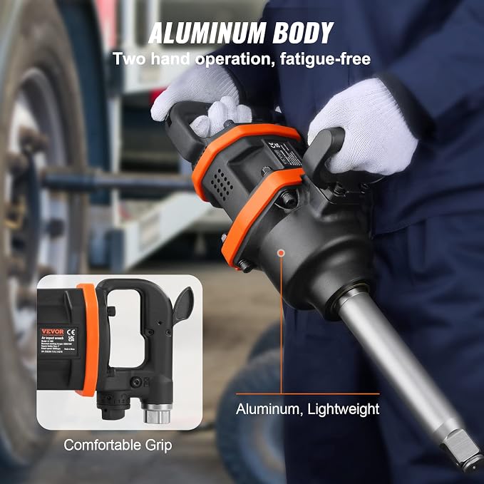 VEVOR 1 Inch Air Impact Wrench Up to 3160 ft-lbs High Reverse Torque Output | Pneumatic Impact Gun with 8 Inch Extended Anvil & Carrying Case, for Heavy Duty Repairs and Maintenance