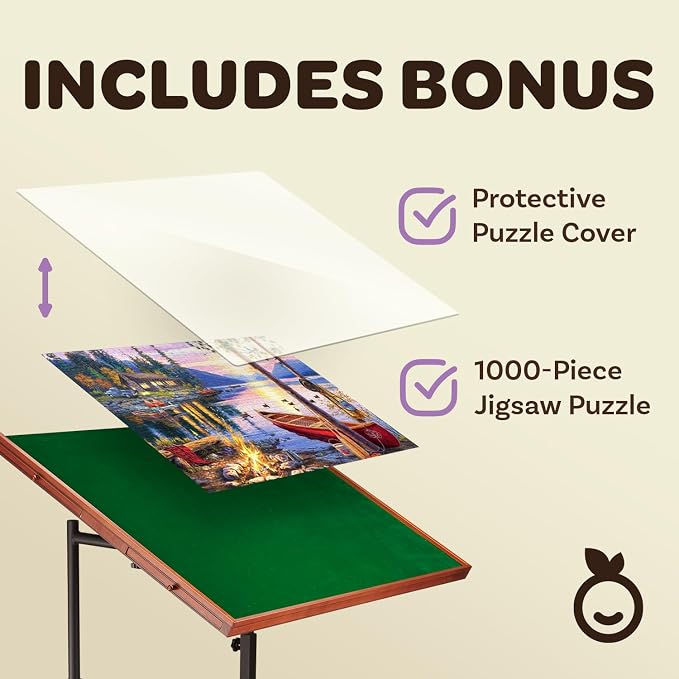 JoyBerri Puzzle Station Jigsaw Puzzle Table/Rolling Desk - 1500 Piece Puzzle Board/Portable Jigsaw Tables with Drawers and Legs - Height Adjustable for Adults