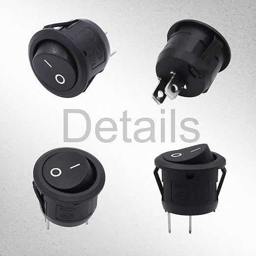 TWTADE 10Pcs Round Rocker Switch ON Off Switch 12V Toggle Switches 2Pin SPST with Pre-Wired 6A/250V 10A/125V AC for Boat, Car etc.KCD1-X-Y