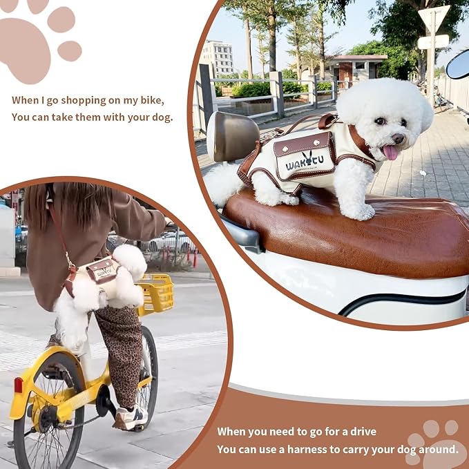 Wakytu Dog Lift Harness Dog Carrier Sling for Small Dogs & Cats,S | stylish puppy sling carrier with handle & pocket,adjustable leash,walking & travel