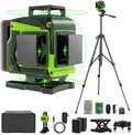 16 Line Laser Level with Tripod,4x360° Self Leveling Laser Level with 2 Batteries,4D Laser Level 360 Self Leveling,Green Line laser Level Tool for Construction,Picture Hanging,Home Renovation