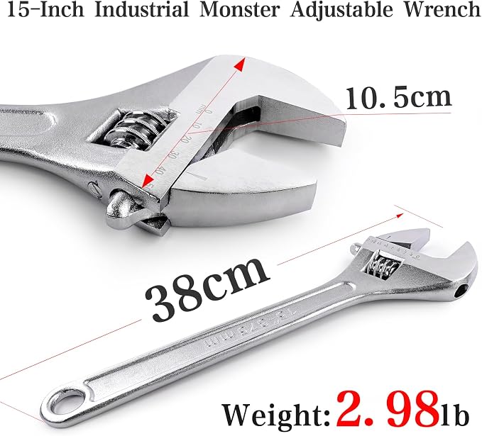 Navegando 15 Inch Adjustable Wrench, Professional High Carbon Forged Steel Wrench,for Automotive & Industrial Use, Heavy Duty
