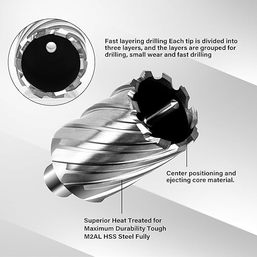SALI 2 pcs Annular Cutter Diameter 11/16 Inch with Weldon Shank 3/4" (with 2 Flats) Cutting Depth 2" Mag Drill Bit for Magnetic Drill Press HSS Fully Ground Drill with One 1/4"*4" Pilot Pin