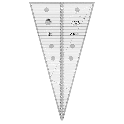 Creative Grids 30 Degree Triangle Quilt Ruler – CGRSG1 – Made in USA, 10-3/4in x 19-1/2in, Non-Slip Grip Acrylic Quilting, Sewing, Crafting, Patchwork Ruler & Template