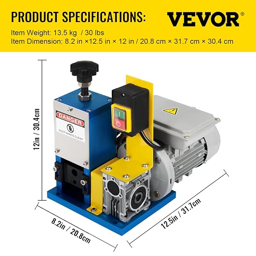 Vevor Automatic Electric Wire Stripping Machine 0.05"-0.98",Portable Dark Blue Wire Stripper, Wire Stripping Machine Tool for Scrap Copper Recycling (Dark Blue): Tools & Home Improvement