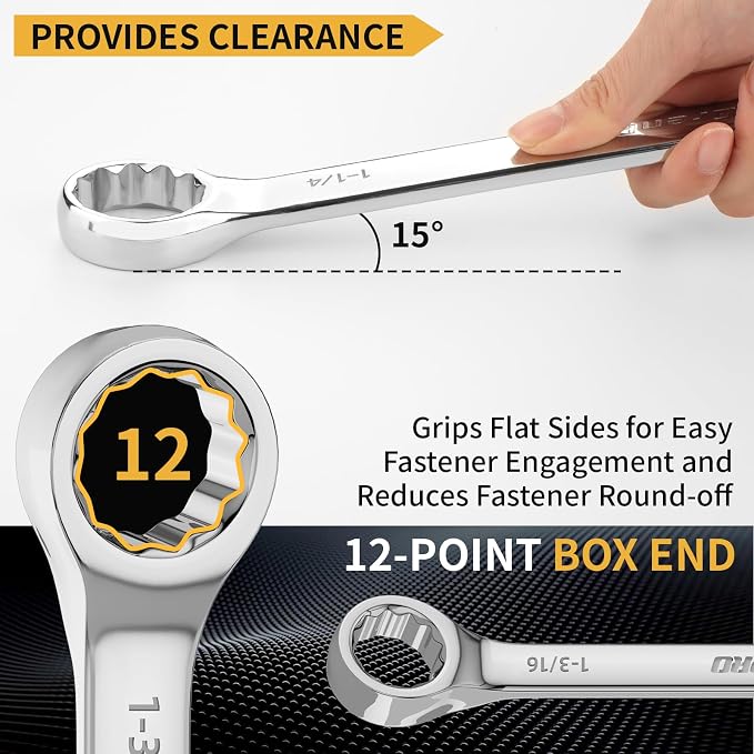 GRENPRO 7PC SAE Large Combination Wrench Set 15/16" To1-1/4 With Color Ring | Long Standard Allen Key Set With Color Coding, Flat & Ball Tip Bit, DIY Assembly & Home Bicycle Repair, Corrosion Resistant
