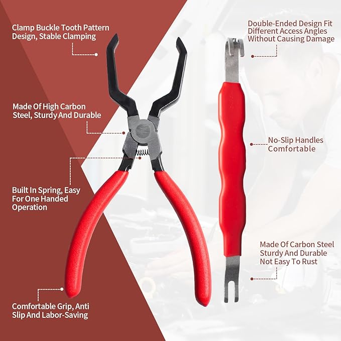 5 Pieces Electrical Disconnect Pliers for Cars, Automotive Electrical Plug Connector Disconnect Tool and Connector Separator and Hose Clamp Pliers