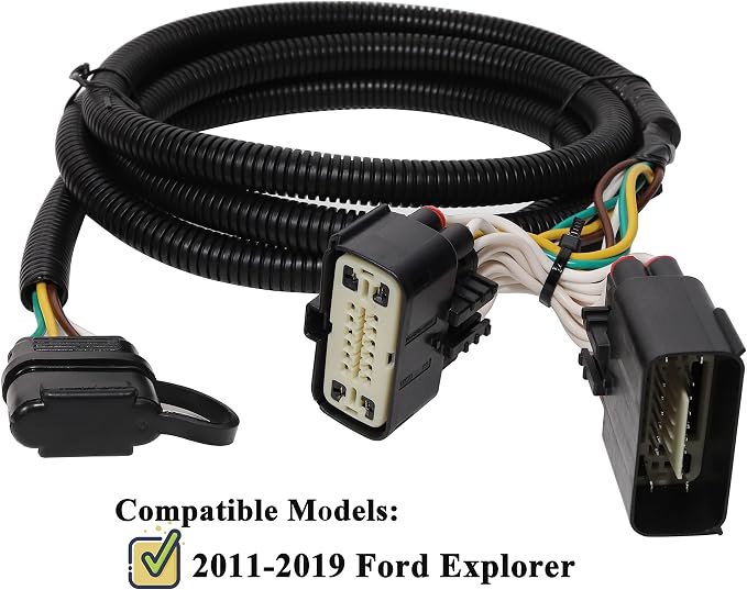 Custom 4 Way Trailer Wiring Harness for 2011-2019 Ford Explorer, Pure Copper Plug and Play Trailer Light Wiring for Explorer