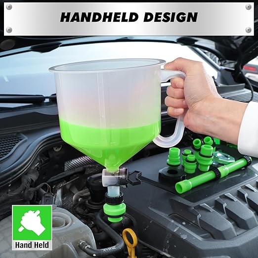 SWANLAKE 18-Piece No-Spill Coolant Funnel Kit, Radiator Funnel Burping Tool, Coolant Bleeder Kit with Adapters, Universal Fitment for Automotive Cooling System