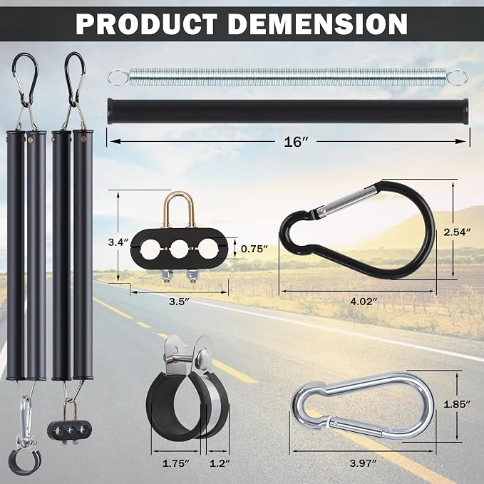 CheeMuii 2PCS 16" Double Tender Spring Kits with 2 Style Air Hose Holders