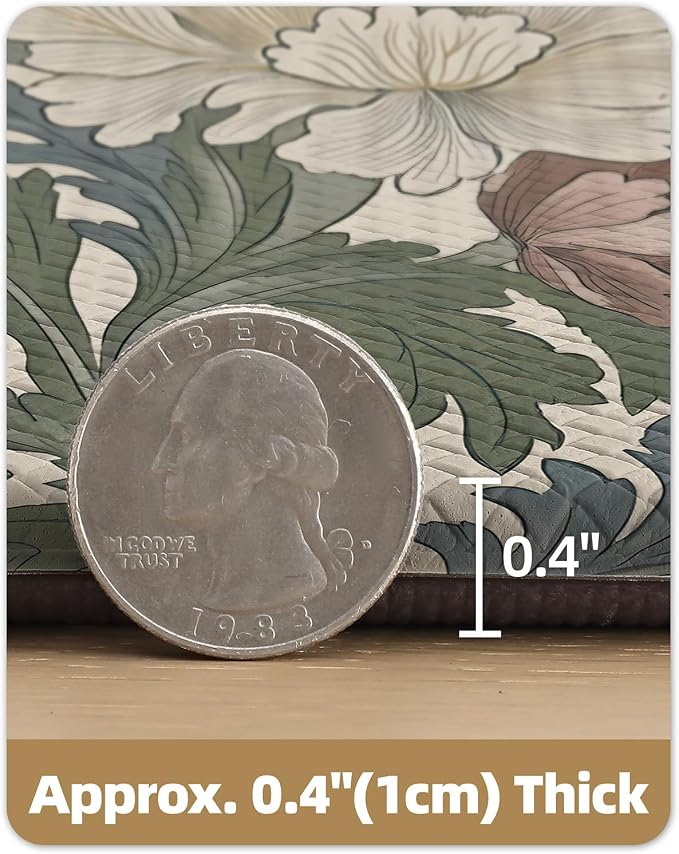 Color&Geometry Floral Kitchen Mat 24"x59", Anti Fatigue Mats for Kitchen Floor, Kitchen Rugs Non Slip, Waterproof & Oil Proof Kitchen Runner for Standing Desk Office, Sink - Beige