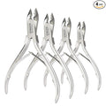 Professional Cuticle Trimmer Nail Cuticle Cutter Stainless Steel Cuticle Nippers with Sharp Blades of Cuticle Remover Clippers Manicure Tools Double Spring - Pedicure Nail Tools (Silver - 4 Pack)