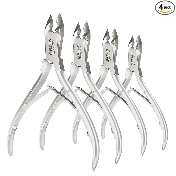Professional Cuticle Trimmer Nail Cuticle Cutter Stainless Steel Cuticle Nippers with Sharp Blades of Cuticle Remover Clippers Manicure Tools Double Spring - Pedicure Nail Tools (Silver - 4 Pack)