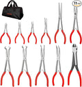 HAUTMEC Extra Long Needle Nose Pliers Set, 11PCS Long Reach Pliers Include 6-7" & 11" Straight, Circle Nose, Diagonal, Flat Nose, Bent Nose Plier for Narrow Spaces, Automotive & DIY Repairs