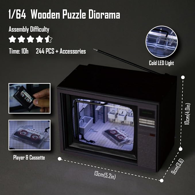 DIY Book Nook Kit, Dollhouse Miniature, Booknook Bookshelf Insert Decor Alley 3D Wooden Puzzle, Bookends Model Building Kit with LED Light, Gift for Teens and Adults, Jigsaw Game