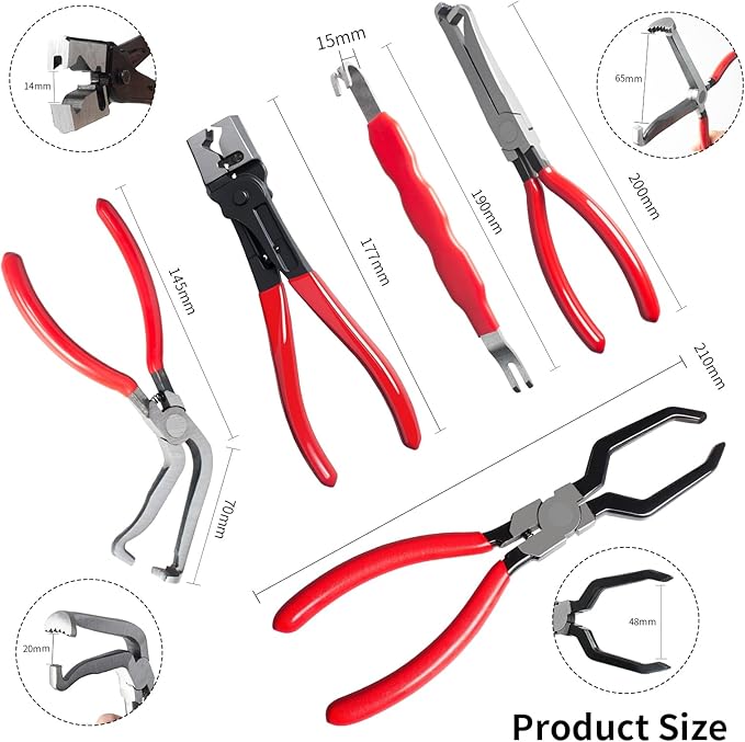 10 Pieces Electrical Disconnect Pliers for Cars, Automotive Electrical Plug Connector Disconnect Tool and Connector Separator and Hose Clamp Pliers, Fuel Line Tool and Auto Trim Removal Tool Set