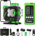 Huepar Laser Level 360 Self Leveling, 4x360° Green 4D Cross Line Laser with Receiver&LCD Screen, Bluetooth Outdoor Pulse Mode 16 Lines Laser Tool Kit for Construction, Remote Control Included -S04-5RG