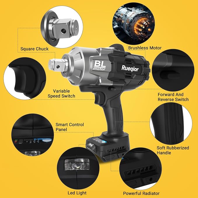Cordless Impact Wrench 3/4" Compatible with DeWalt 20V Battery, Electric Impact Wrench 1700FT-LBS(2300N.m) High Torque Brushless Impact Wrench, with 3 Speed Modes Power Impact Driver