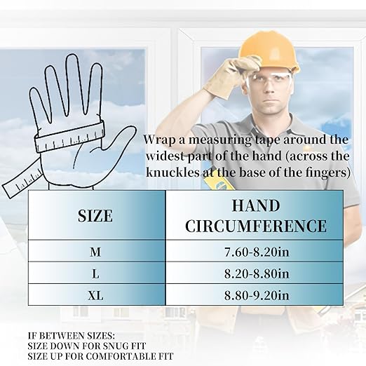 Work Gloves for Men, Heavy Ducty TPR Protector Impact Gloves, Anti Vibration, Abrasion Resistance, Flex Grip, Touch Screen (M)