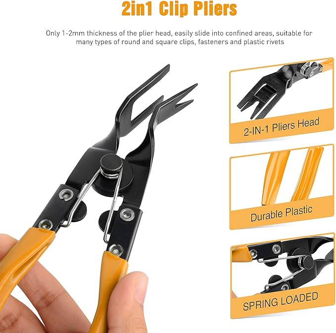 GOOACC Auto Trim Removal Tool Set 3Pcs No Scratch Pry Tool Kit with Storage Bag for Car Body Clips Door Panel Car Clips Dashboard Repair Yellow