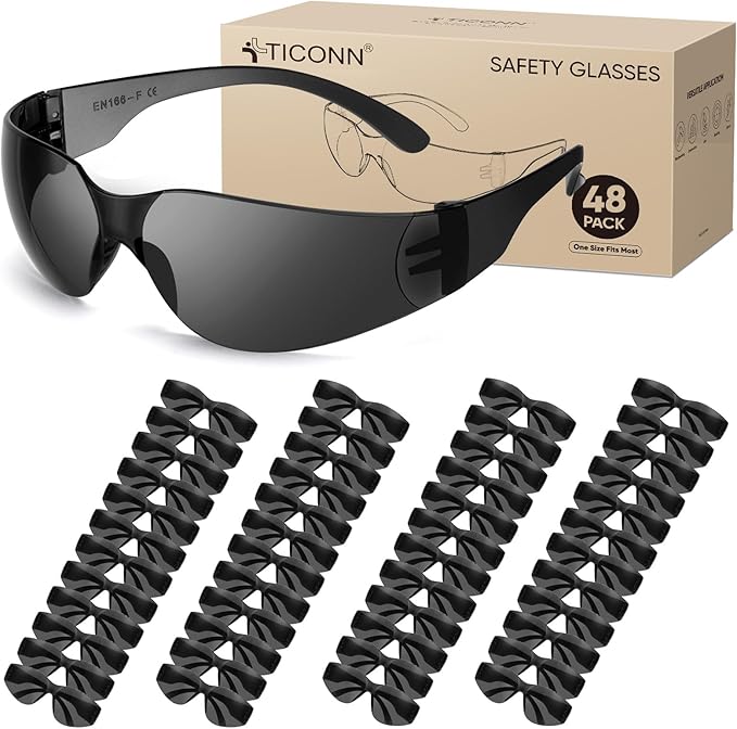 TICONN Clear Safety Glasses for Men and Women, Safety Goggles with Scratch Impact Resistant Meets ANSI Z87.1 Standard