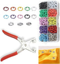 GTAAOY 100 Sets Metal Snaps Buttons with Fastener Pliers Press Tool Kit Perfect for DIY Crafts Clothes Hats and Sewing, Snap Button Fasteners Kit for Clothing Sewing(9.5mm / 400 PCS)