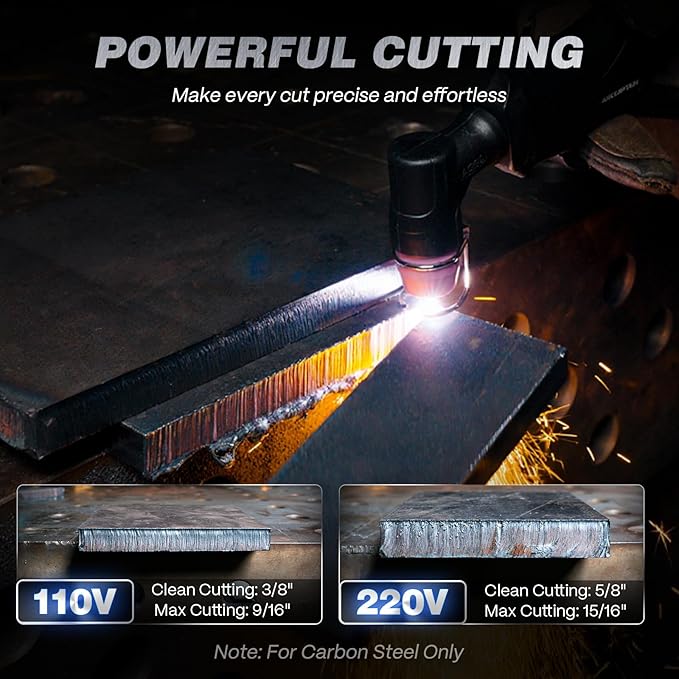 ARCCAPTAIN 60A Plasma Cutter, Non-Touch Pilot Arc Plasma Cutting Machine, 110V/220V, Upgraded Large LED Display, Plate Cutting, Expanded Metal Cutting, Rust Removal, Air Pressure Detection