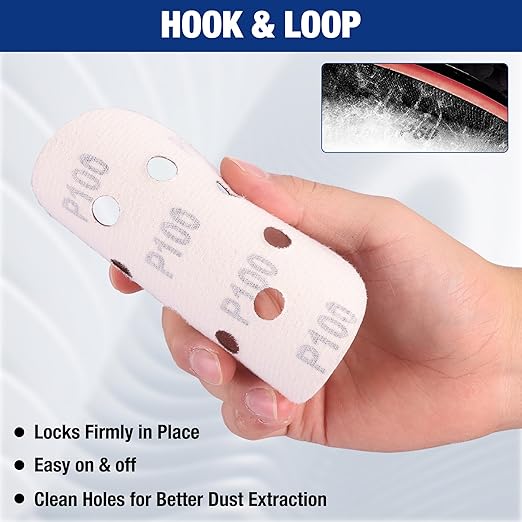 WORKPRO 100-Piece 100 Grit Sanding Discs - 5-Inch 8-Hole Hook and Loop Sandpaper for Random Orbital Sander (Not for Oscillating Tools or Mouse Sander)