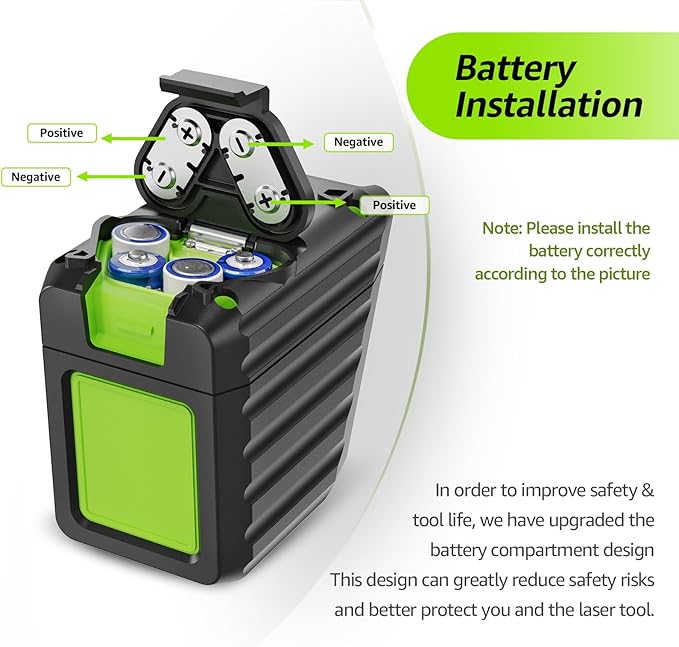 Laser Level Self Leveling, Huepar Box-1G 150Ft Green Cross Line Laser for Picture Hanging, Tile, Decoration & DIY Construction – 360° Magnetic Base & AA Battery, Outdoor Use Pulse Mode with Receiver