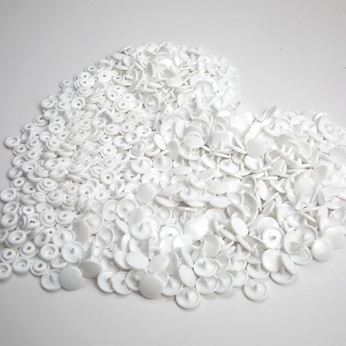 NXTOV 960pcs Plastic Snaps, T5 White Snaps Starter Fasteners Kit, No-Sew Buttons for Crafts Cloth