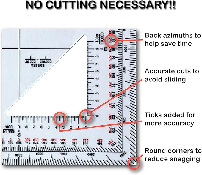 Ironheart Military Protractor Accurately Cut for Land Navigation