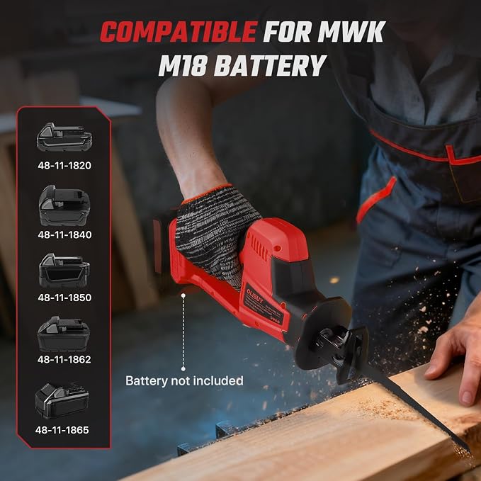 Reciprocating Saw for Mwk M-18 Battery,Cordless Sawzall with 8 Blades,0-3000SPM Variable Speed, Cordless Reciprocating Saws for Wood/Metal/PVC Cutting(Battery Not Included)