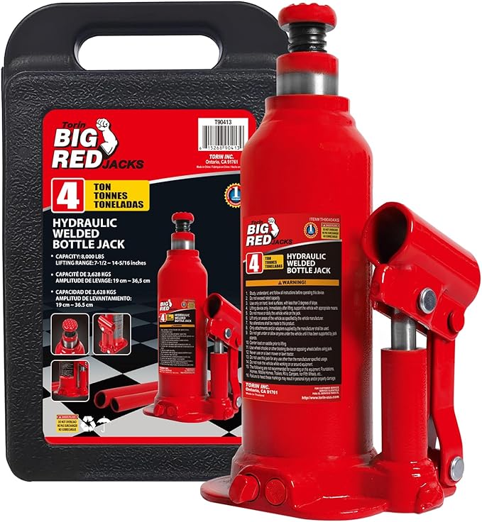 Torin T90413 Big Red Hydraulic Bottle Jack with Carrying Case, 4 Ton (8,000 lb) Capacity