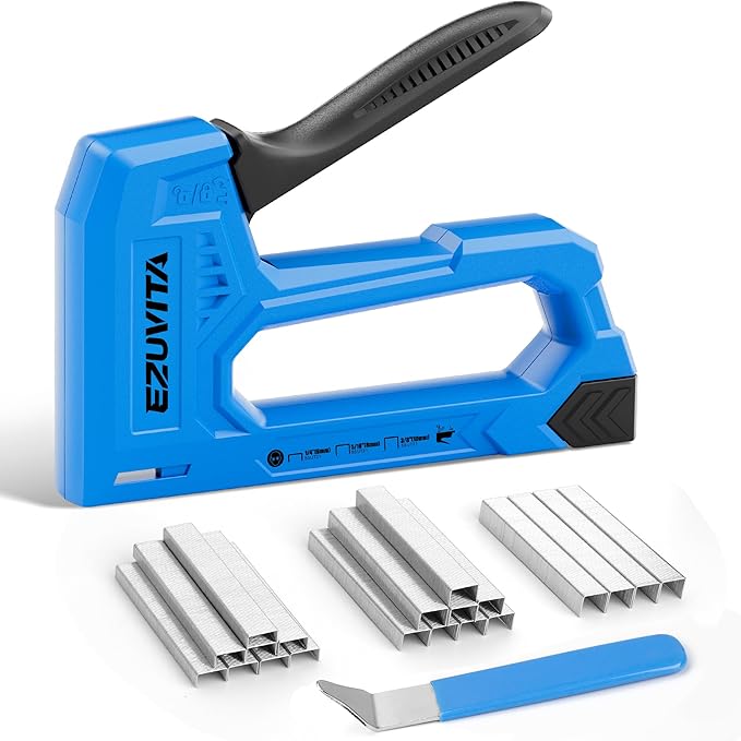 Light Duty Staple Gun for Wood, Blue Upholstery Staple Gun Kit with 2000pcs JT21 Staples 1/4, 5/16, 3/8 inch and Staple Remover, Stapler Gun for Crafts, DIY, Classroom, Mothers Day Gift