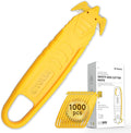 T TOVIA Safety Box Cutter Knife of Recessed Concealed Stainless Steel Blade, Package Opener Plastic Cutter for Box, Carton, Shrink Wrap, Plastic Straps, 1000pcs