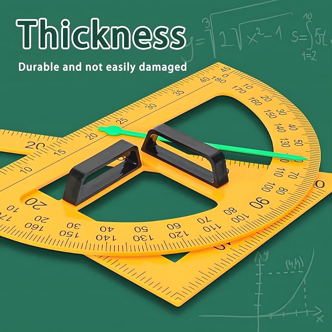 Magnetic Teaching Ruler Set with Multi-Functional Geometry Tools Durable ABS Plastic for Whiteboard Classroom Projects Student Teacher Math Supplies (Yellow 4pcs)