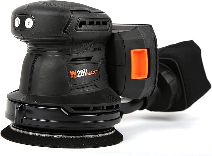 WEN Cordless Orbital Sander, Brushless with 5-Inch Random Orbit Pad, 20V Max 2.0 Ah Lithium-Ion Battery and Charger (20405),Black