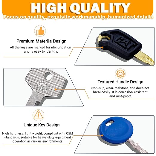 67 Heavy Equipment Master Keys Constrtution Machinery Operator Key for CAT John Deere CaterpillarToyota Volvo JCB Massey Ferguson JLG Genie Vermeer Terex Skyjack Hyster, Forklifts and Excavator