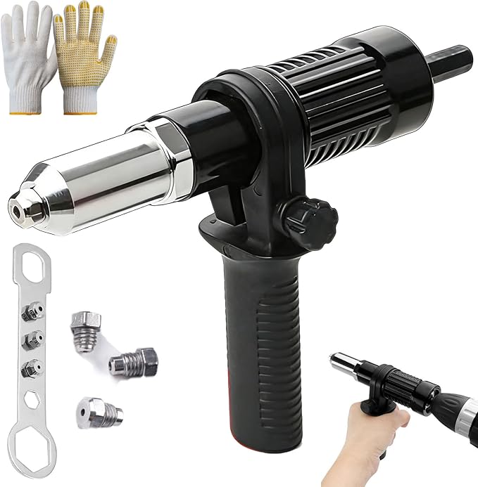 Professional Electric Rivet Gun Adapter Kit, Rivet Gun Tool Rivet Drill Attachment Power Drill Tool Kit, for Cordless Screwdrivers and Drills - Easy Processing for Pop Rivets