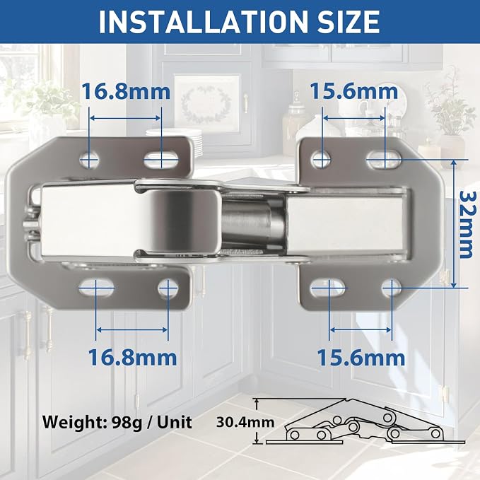 TamBee Soft Close Hinges, 90 Degree Kitchen Cabinet Door Hinges - No drilled, Concealed, Soft Close for Cabinet, Cupboard with Mounting Screws 4 Pack