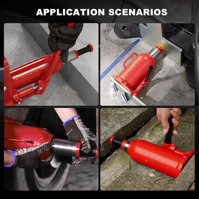 Big RED Welded Car Bottle Jack with Vertical and Horizontal Usage: Capacity 12 Ton (24,000 LBs), Red