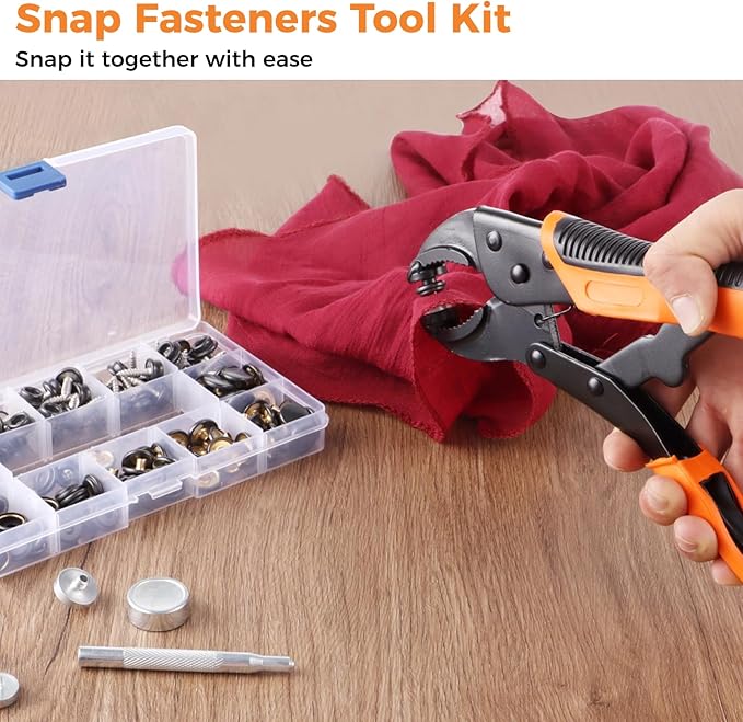 Heavy Duty Snap Fastener Tool Kit, Snap Pliers for Metal Snaps, Replacing Metal Snaps Installation Set, Snap Pliers Kit for Leather, Boat Canvas, Carpet, Tarp, Covers and Furniture